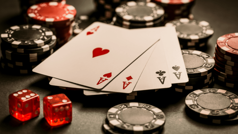 a poker card at the table
