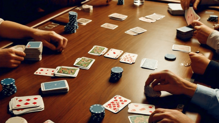 a poker card at the table